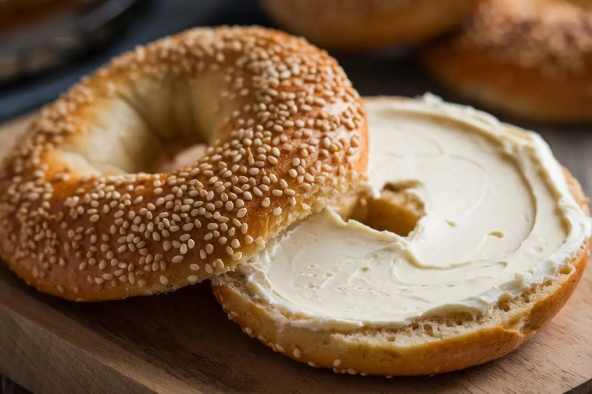 Toasted bagel with cream cheese, smoked salmon, avocado, and herbs as a nutritious and flavorful breakfast option.