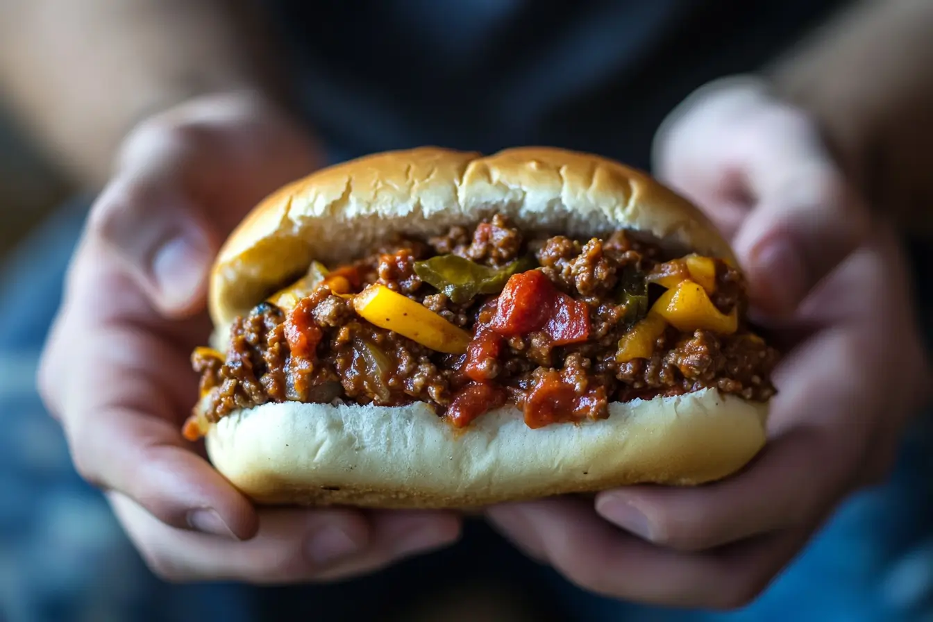 A simple and tasty sloppy joe made with ground beef, tomato sauce, and buns, served hot and ready for a quick dinner option
