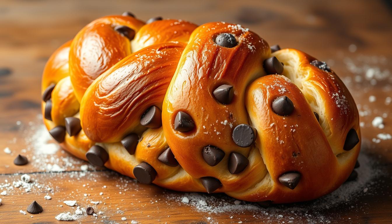 braided chocolate chip brioche