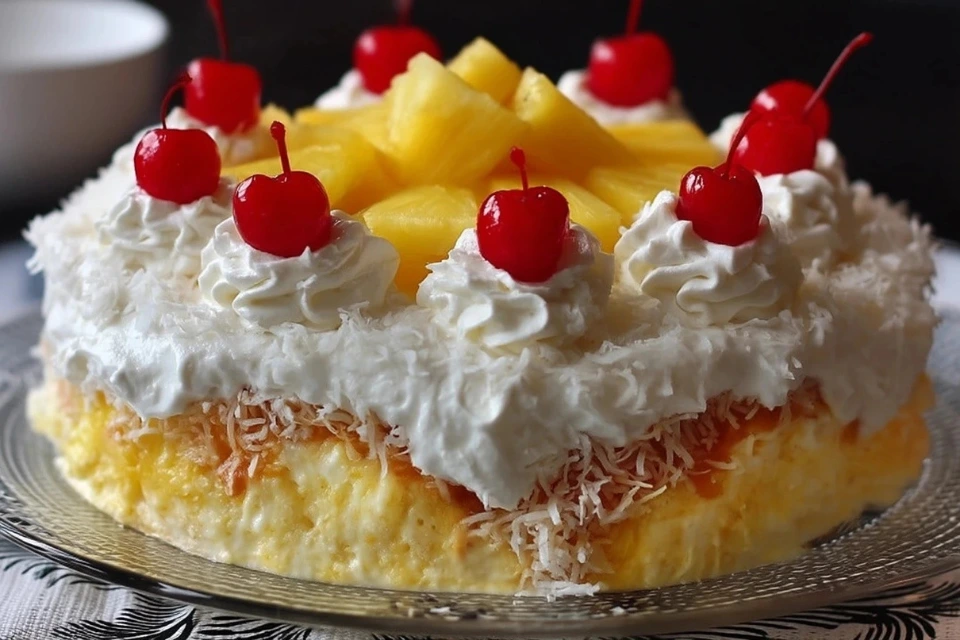 Juicy Pineapple Heaven Cake with fresh pineapple and creamy frosting