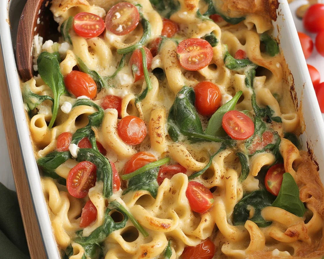 Baked Feta Pasta 2.0 with roasted tomatoes and creamy feta cheese.