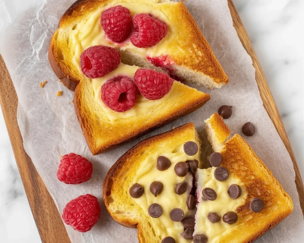 Delicious Custard Yogurt Toast topped with fresh berries and honey