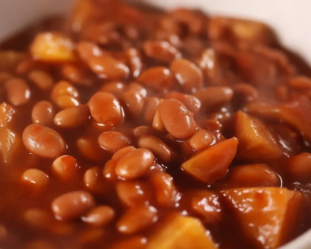 Indian style baked beans recipe with spices and vegetables served on toast