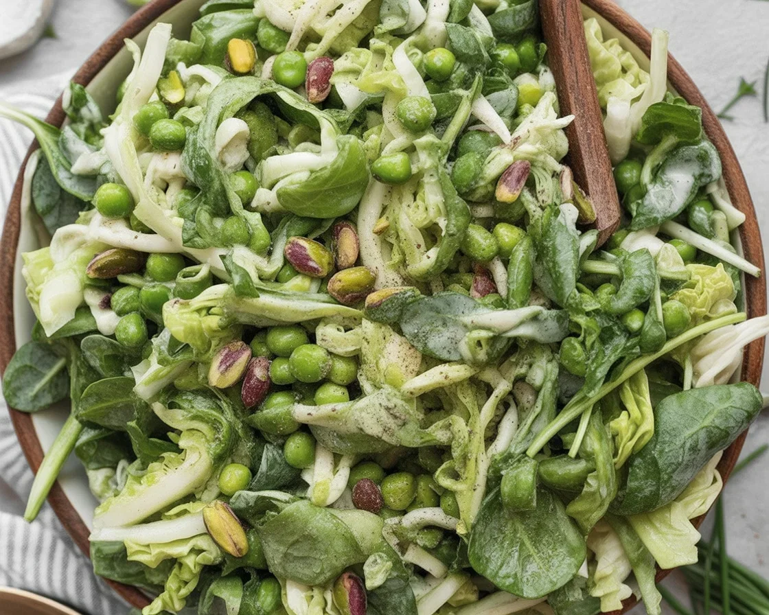 Delicious Green Goddess Salad featuring fresh veggies and creamy dressing.