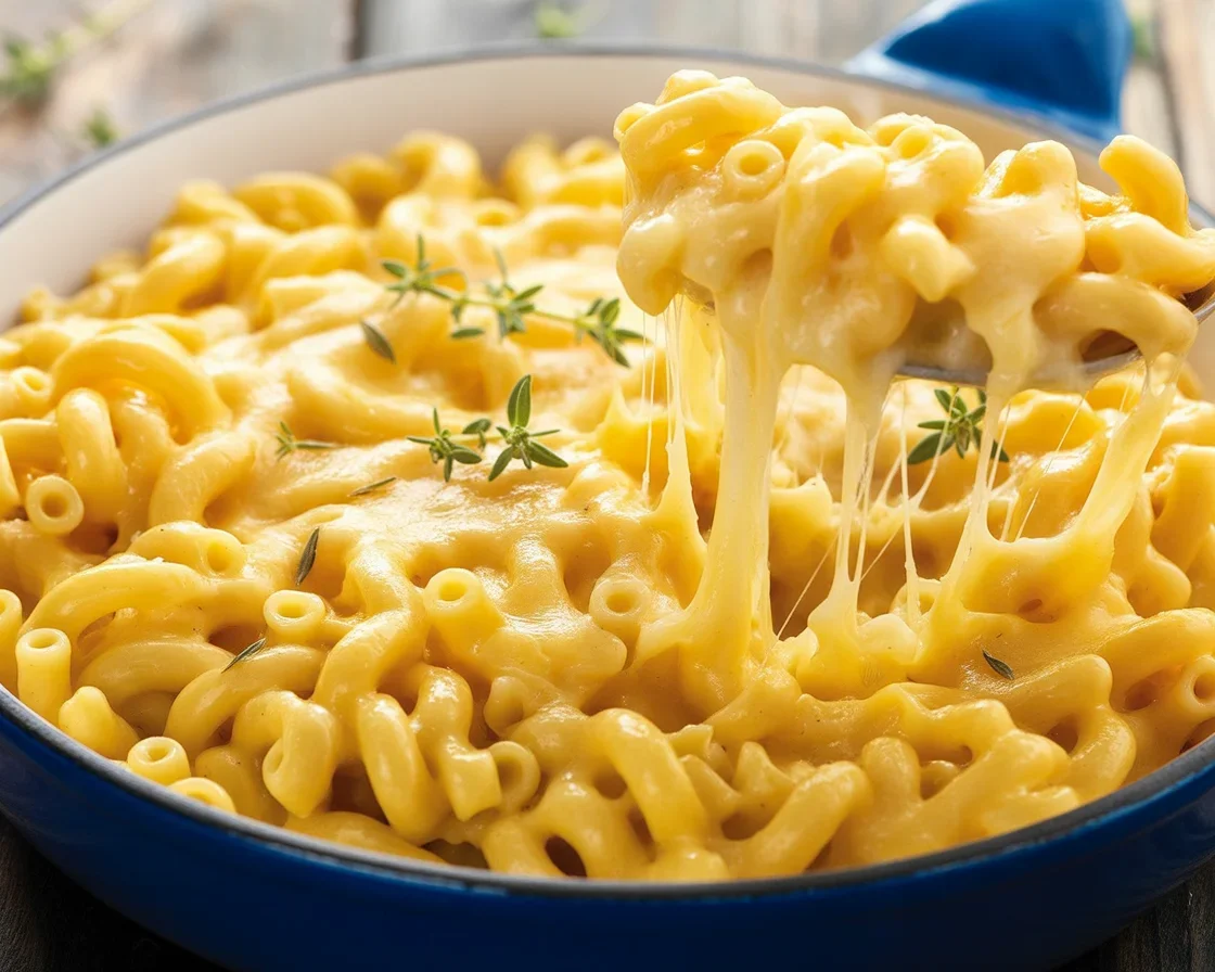 Tini's viral mac and cheese dish, creamy and cheesy, made with 2.5 pounds of cheese.