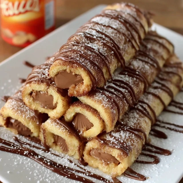 Delicious Peanut Butter Cup French Toast Rolls topped with chocolate and peanuts