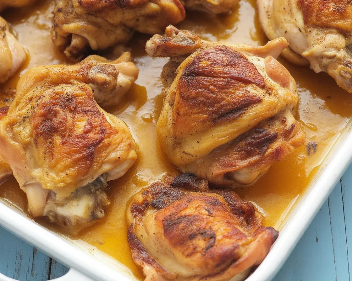 Easy baked boneless chicken thighs recipe with spices and olive oil