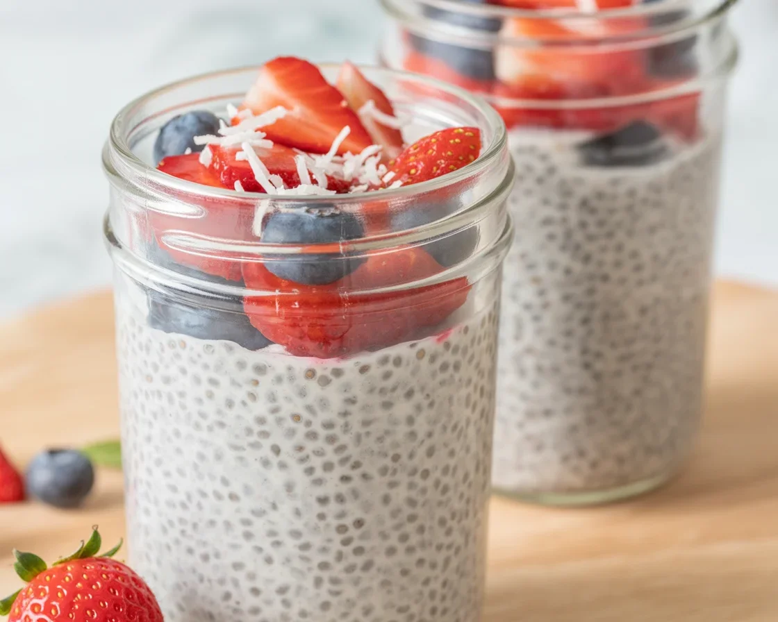 Delicious chia pudding made with three simple ingredients for a healthy snack.