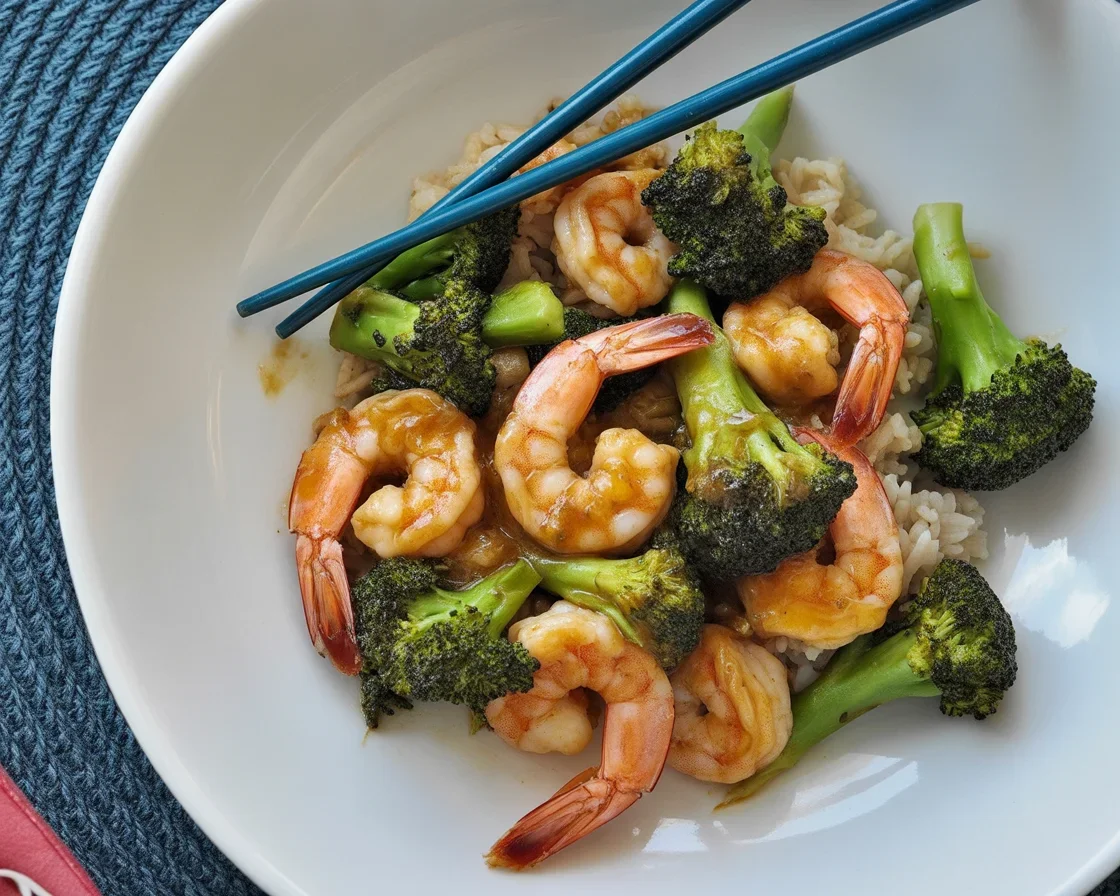 Protein-packed shrimp and broccoli stir fry cooked in a flavorful homemade sauce.