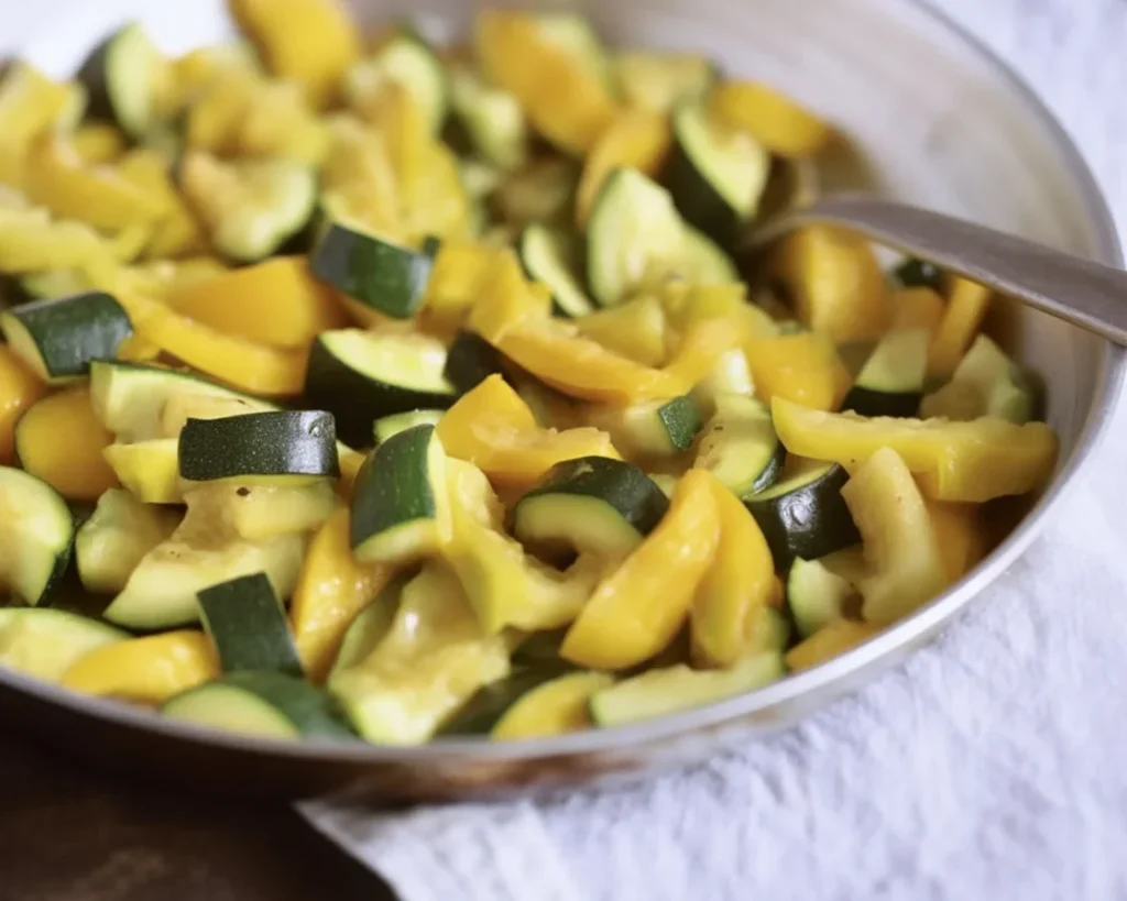 Sautéed zucchini and squash cooked to golden brown, served on a plate.
