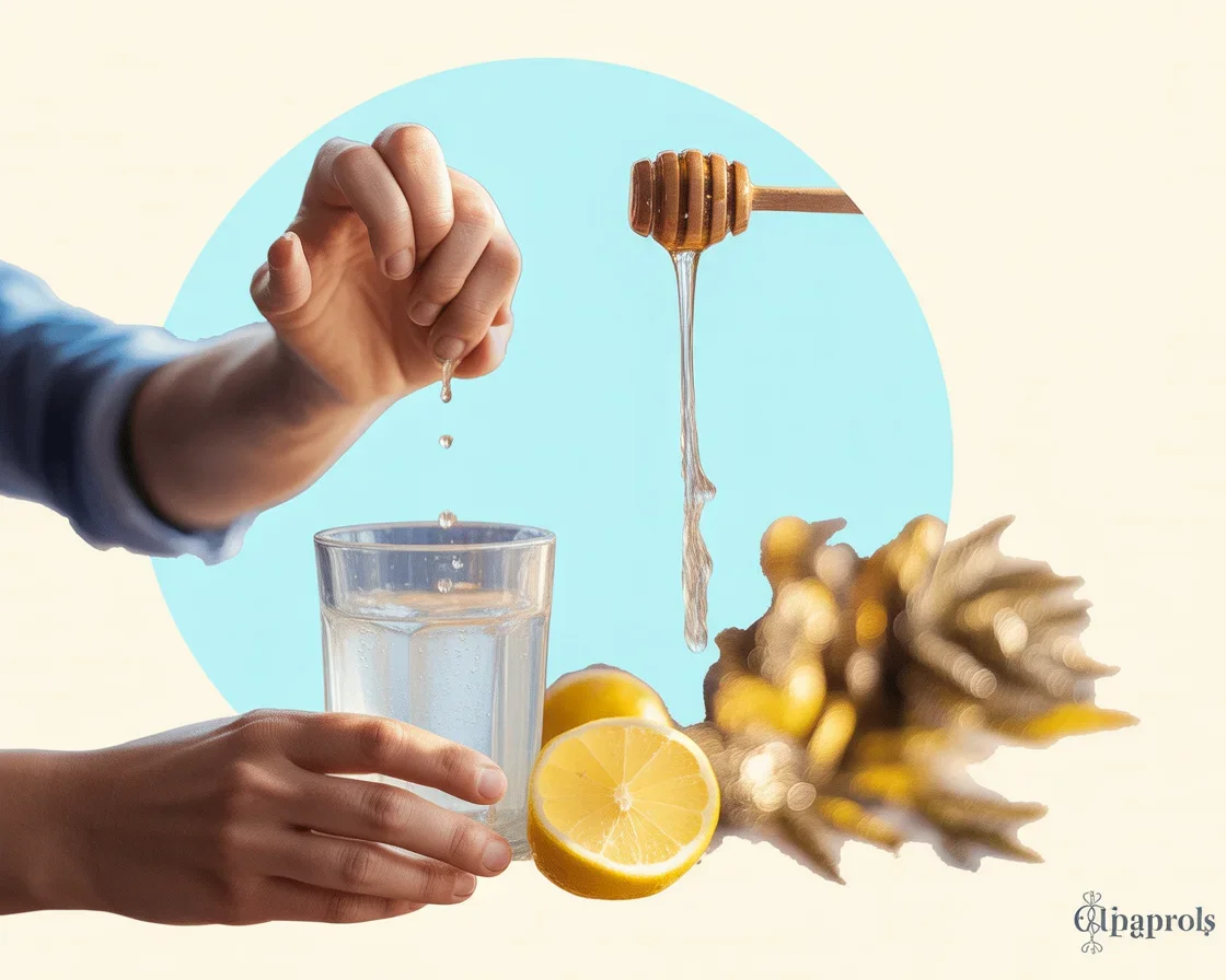 Green Brazilian Mounjaro detox drink with lemon slices and fresh ginger for weight loss.