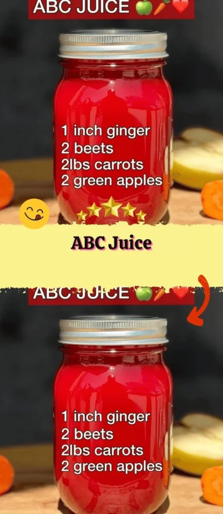 Glass of fresh ABC Juice with fruits and vegetables