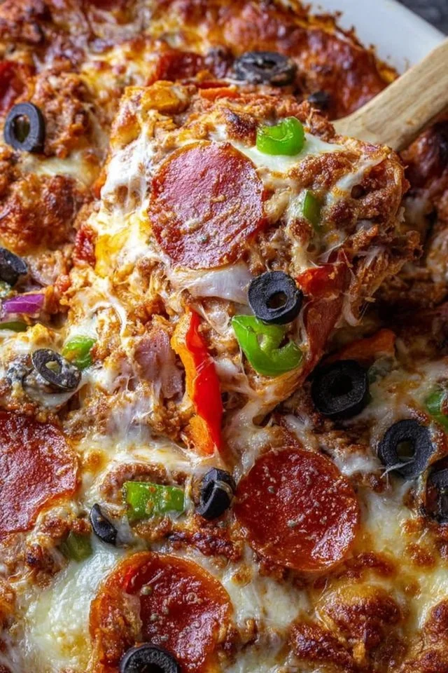 Delicious Bubble Up Pizza Bake served in a wooden bowl