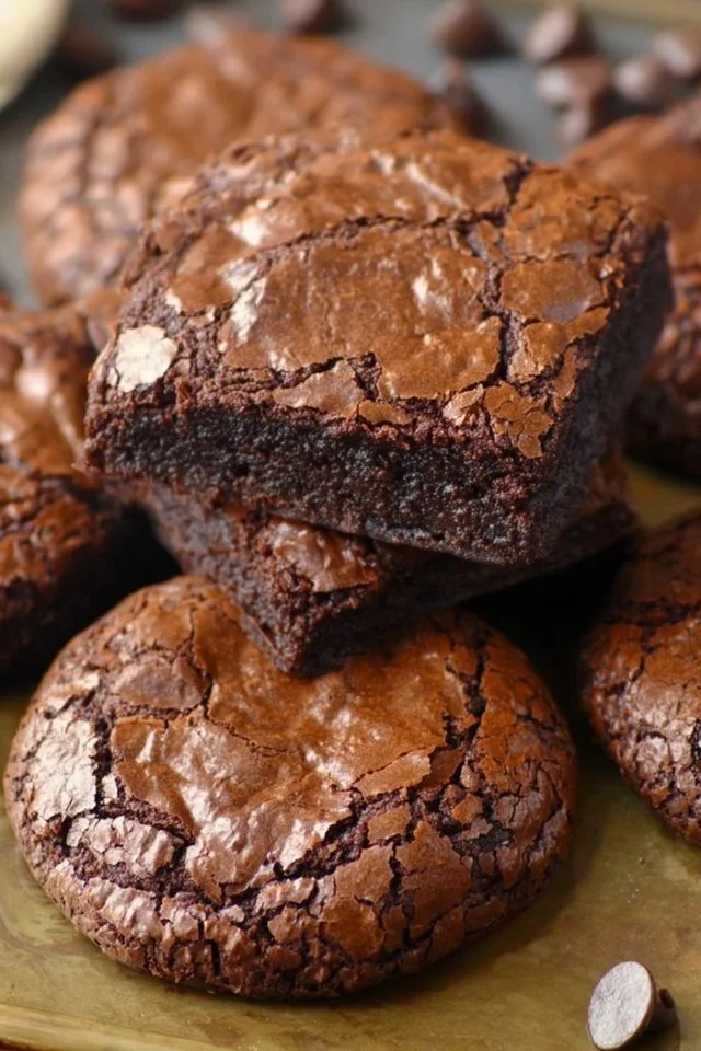 Delicious soft and fudgy brownie cookies on a plate