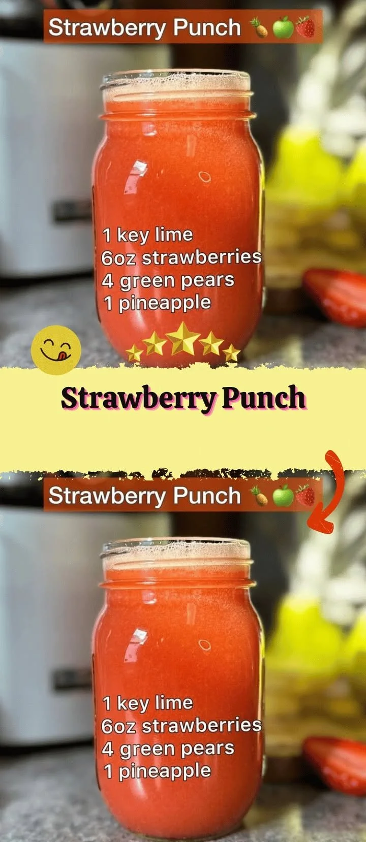Refreshing Strawberry Punch served in a glass with fresh strawberries