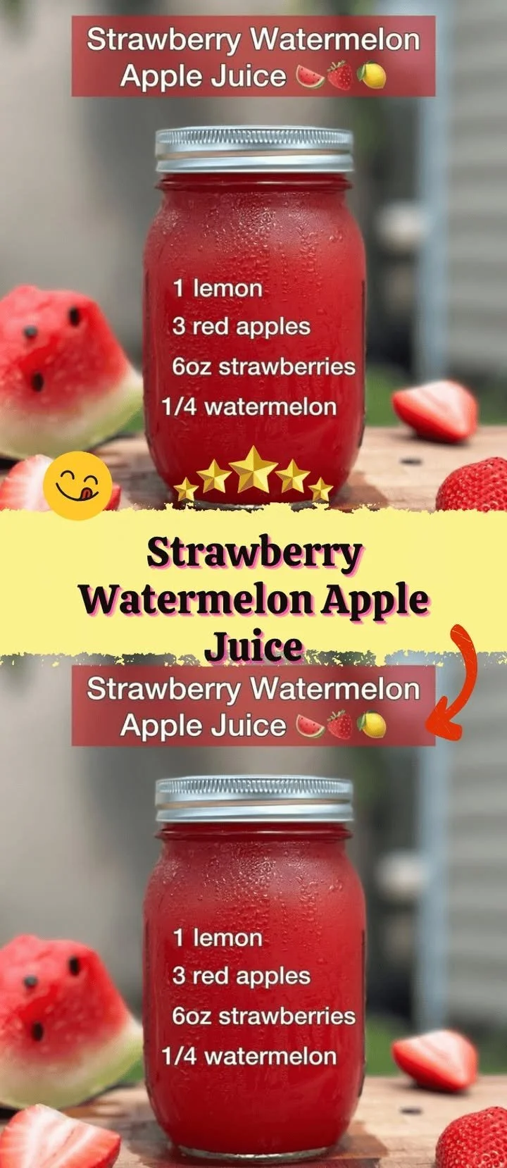 Refreshing Strawberry Watermelon Apple Juice in a glass with fresh fruits