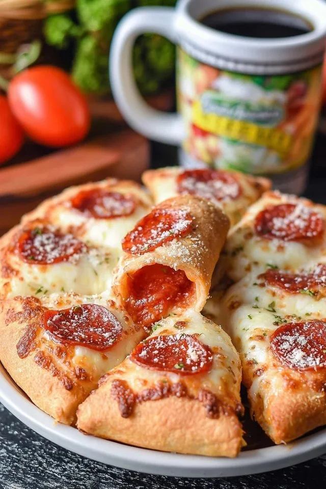 Delicious stuffed pepperoni pizza sticks ready to be enjoyed