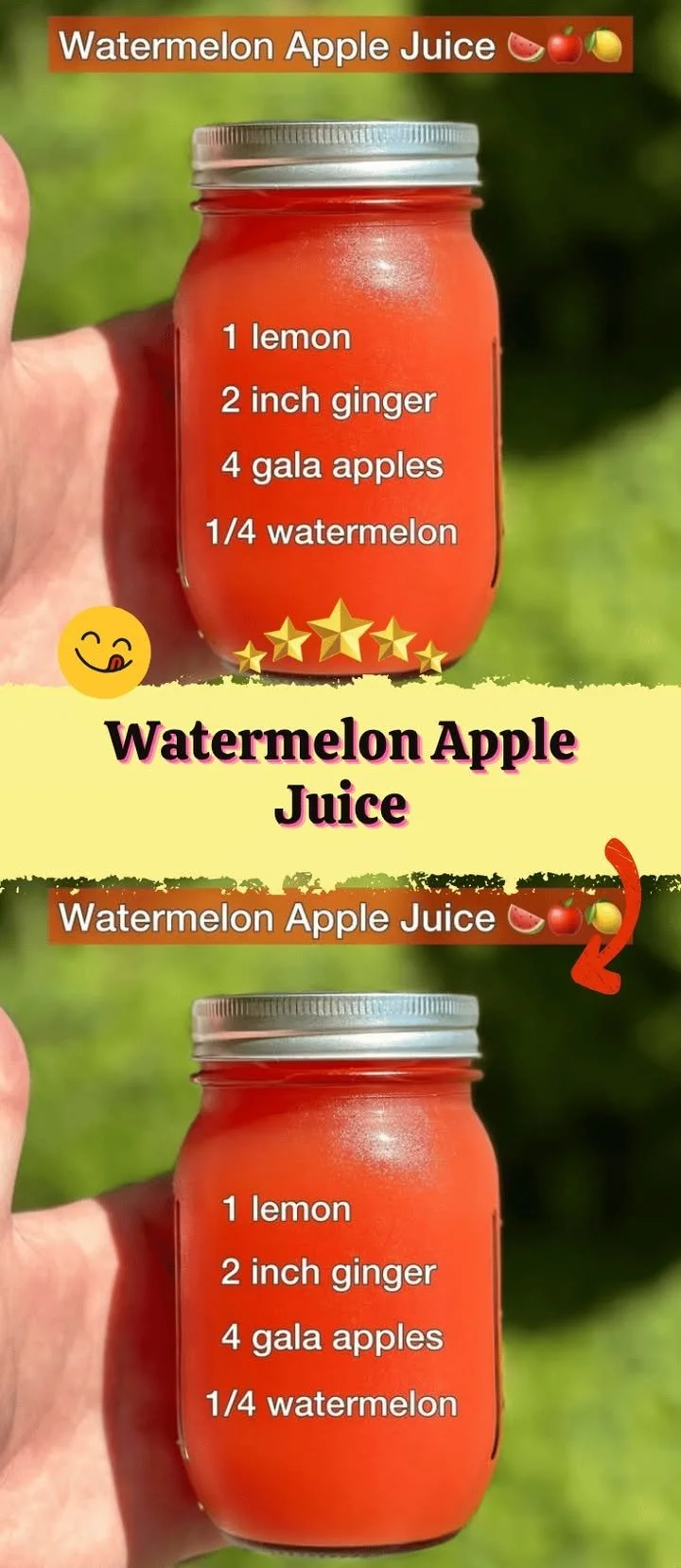 Freshly made watermelon apple juice in a glass